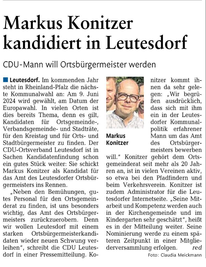 Rhein-Zeitung vom xx.xx.2023